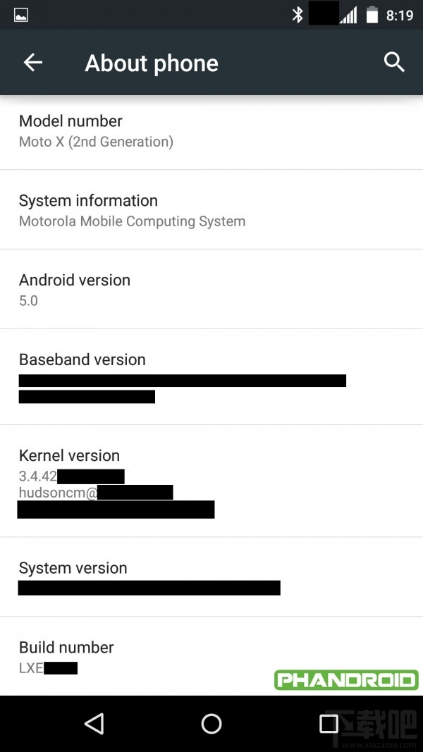 Moto  X  2014款Android5.0棒棒糖升级截图曝光