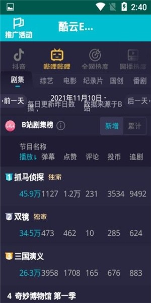 酷云实时收视率查询软件